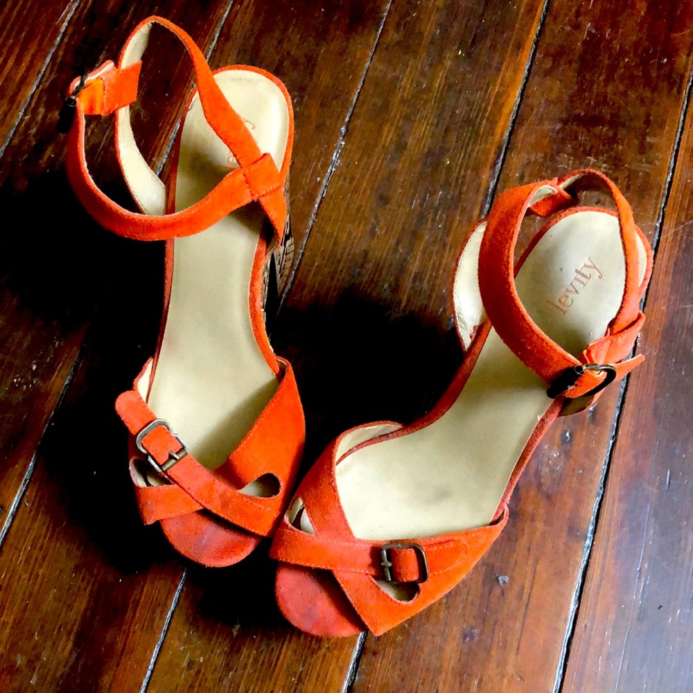 Orange Snakeskin Heels.
